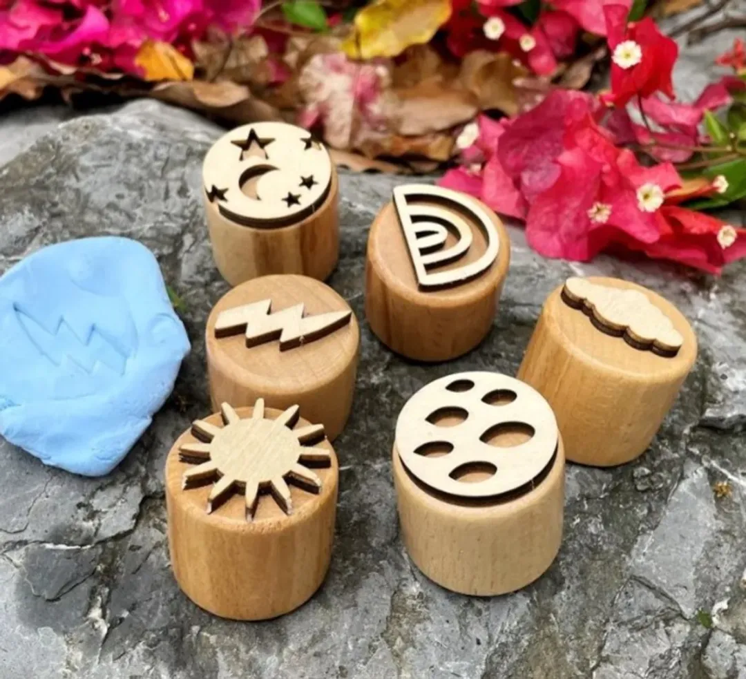 LiasToys Houten Stempel Set Het Weer - 6 Stuks - afbeelding 4 van 5