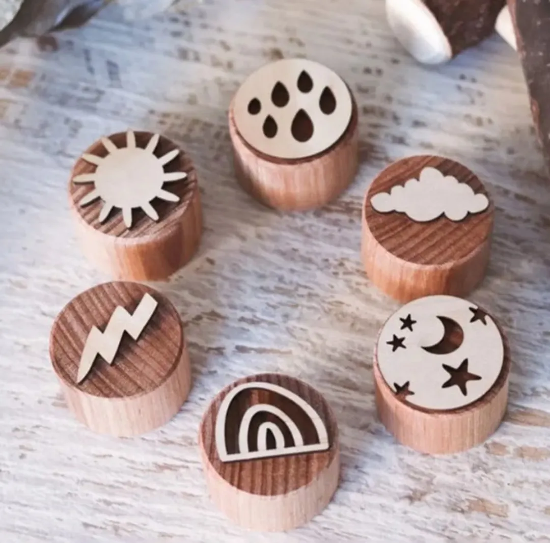 LiasToys Houten Stempel Set Het Weer - 6 Stuks - afbeelding 2 van 5