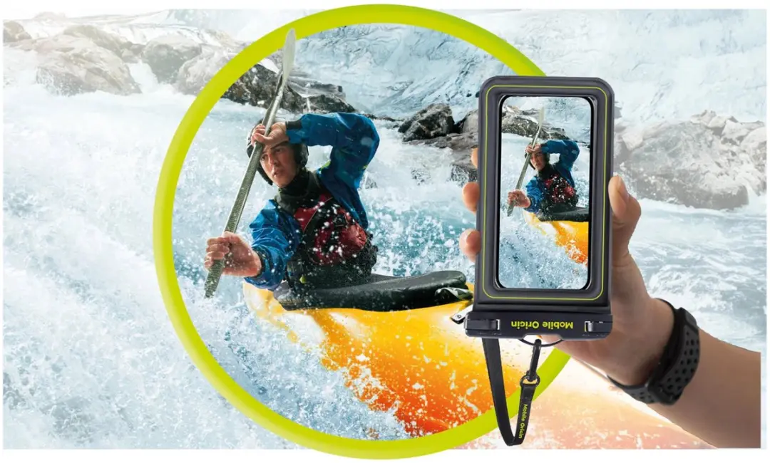 Mobile Origin Waterdichte Smartphonehoes 6,8 - Wit/Oranje - afbeelding 6 van 6