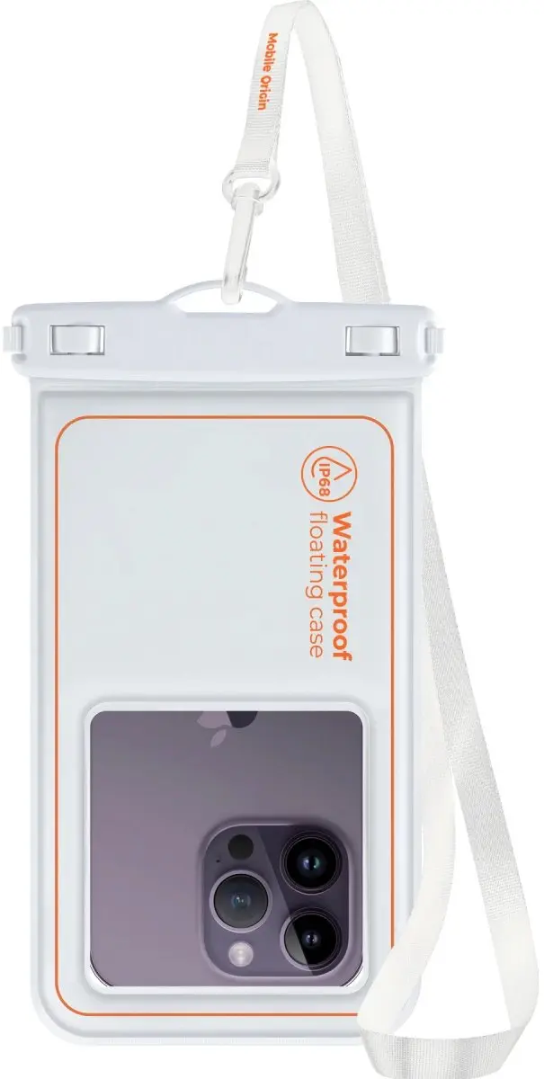 Mobile Origin Waterdichte Smartphonehoes 6,8 - Wit/Oranje - afbeelding 5 van 6