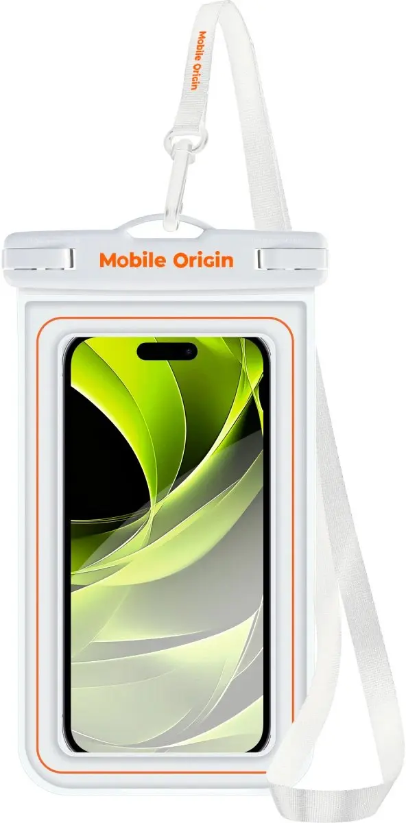 Mobile Origin Waterdichte Smartphonehoes 6,8 - Wit/Oranje - afbeelding 4 van 6