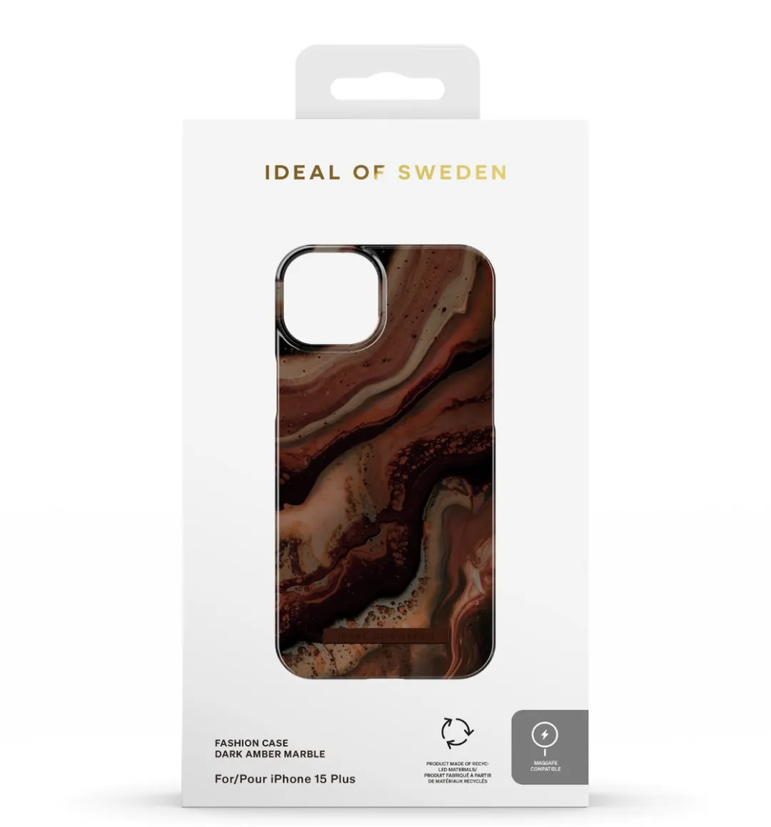 iDeal of Sweden Fashion Case MagSafe iPhone 15 Plus - Dark Amber Marble - afbeelding 5 van 6