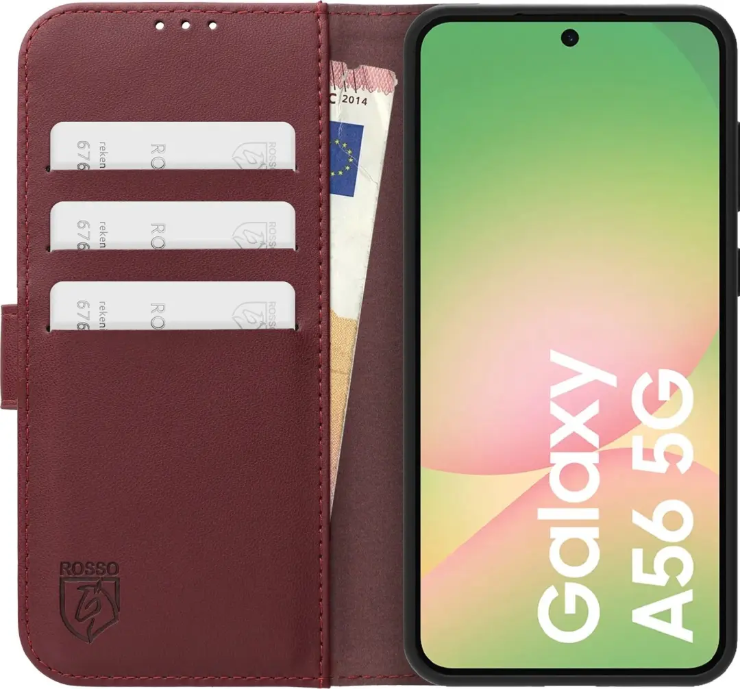 Rosso Element Modern Hoesje Samsung Galaxy A56 - Burgundy - Book Case Wallet - afbeelding 4 van 6
