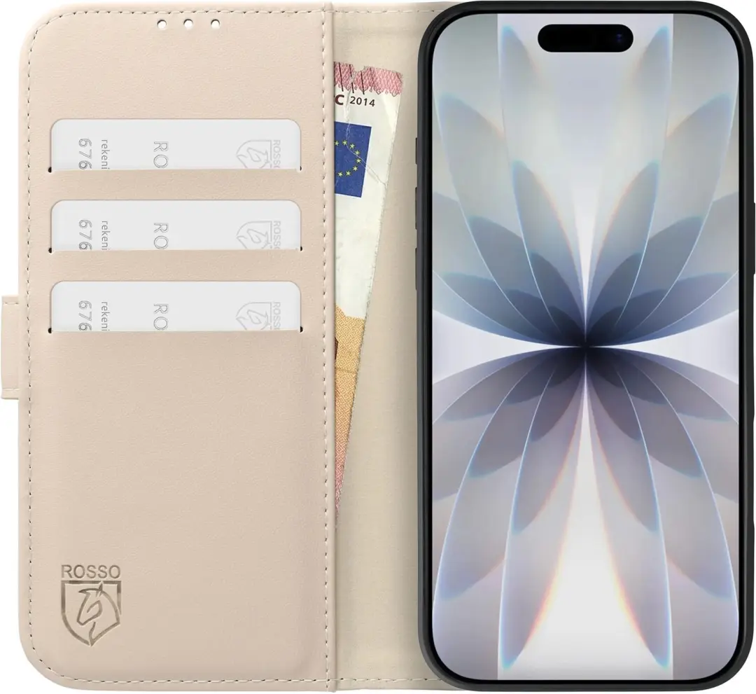 Rosso Element Modern iPhone 17 Hoesje - Book Case Wallet - Beige - afbeelding 3 van 5