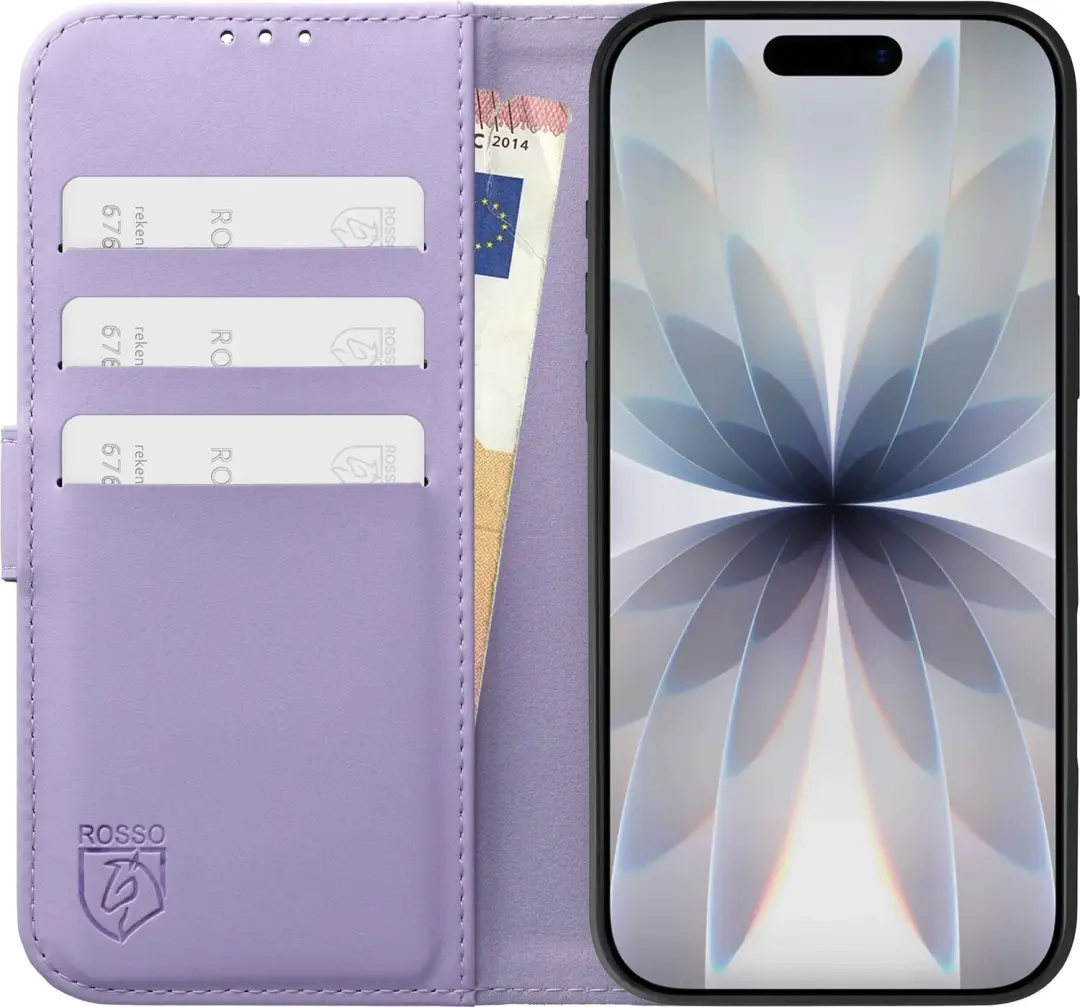 Rosso Element Modern Hoesje iPhone 17 - Book Case Wallet - Paars - afbeelding 3 van 6