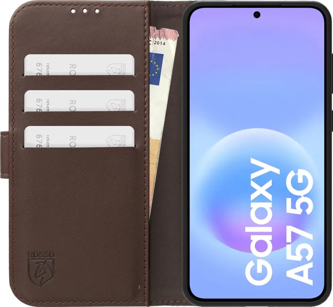 Rosso Element Modern Hoesje Samsung Galaxy A57 - Bruin Book Case - afbeelding 3 van 6
