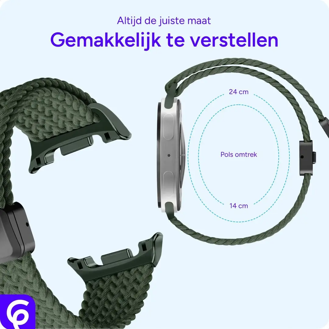 SBG Nylon Bandje Samsung Galaxy Watch 9/8 - Donkergroen - afbeelding 2 van 6