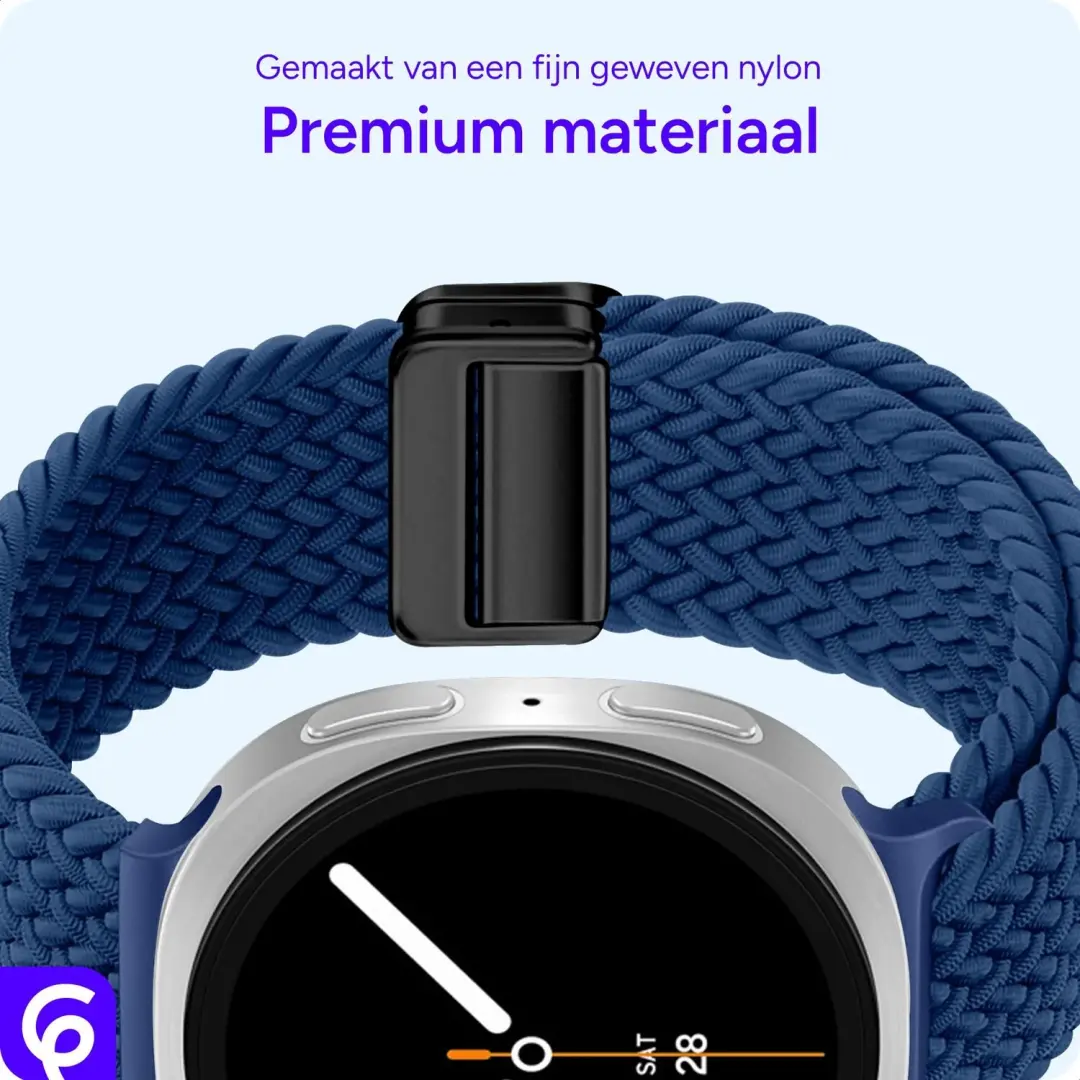 SBG Gevlochten Nylon Bandje Galaxy Watch 9/8 - Donkerblauw - afbeelding 2 van 6