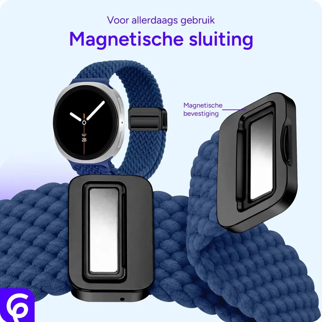 SBG Gevlochten Nylon Bandje Galaxy Watch 9/8 - Donkerblauw - afbeelding 3 van 6