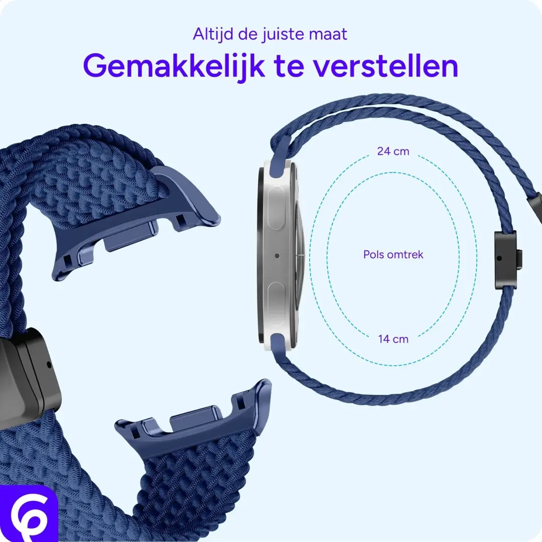 SBG Gevlochten Nylon Bandje Galaxy Watch 9/8 - Donkerblauw - afbeelding 4 van 6