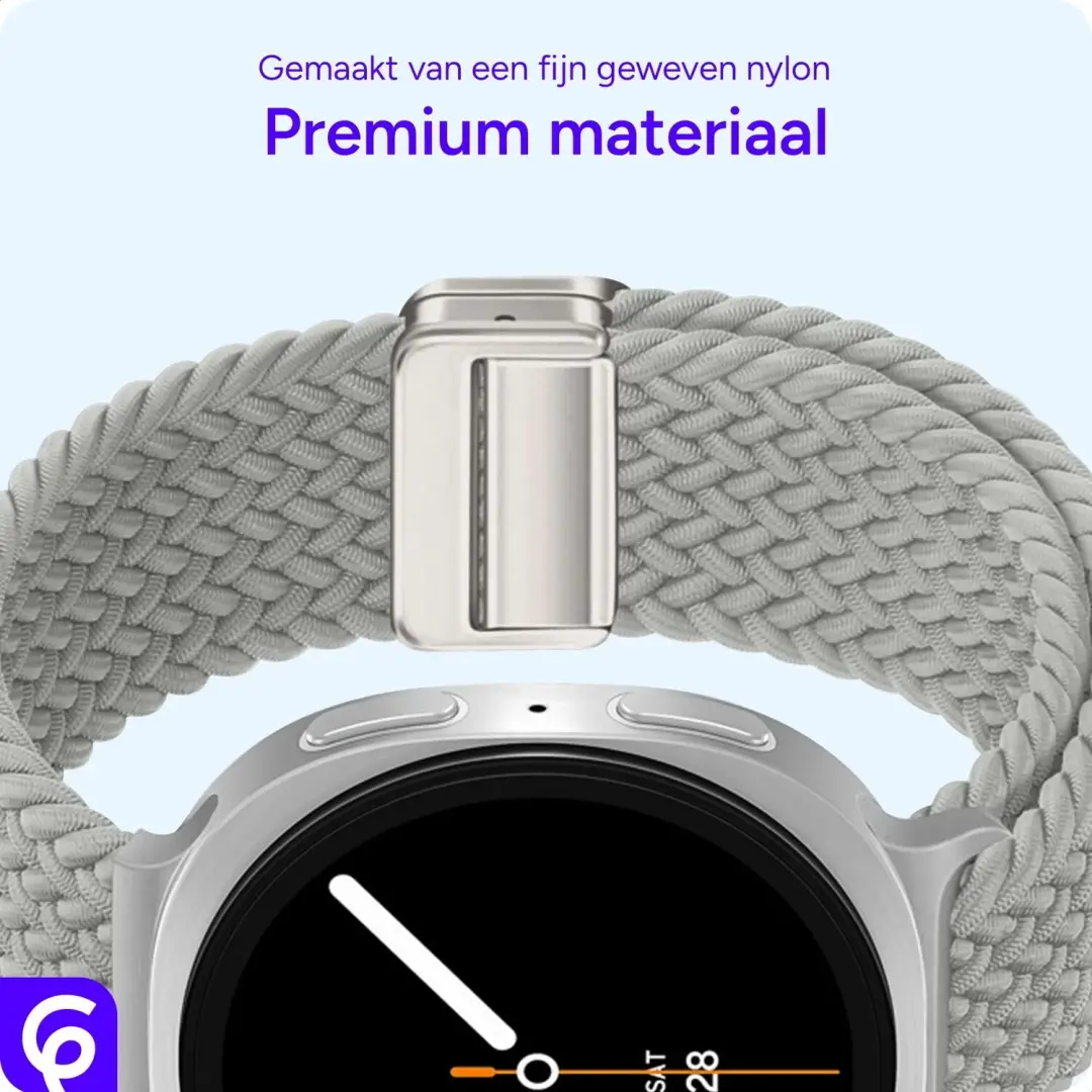 SBG Gevlochten Nylon Bandje Samsung Galaxy Watch 9/8 - Wit - afbeelding 4 van 6