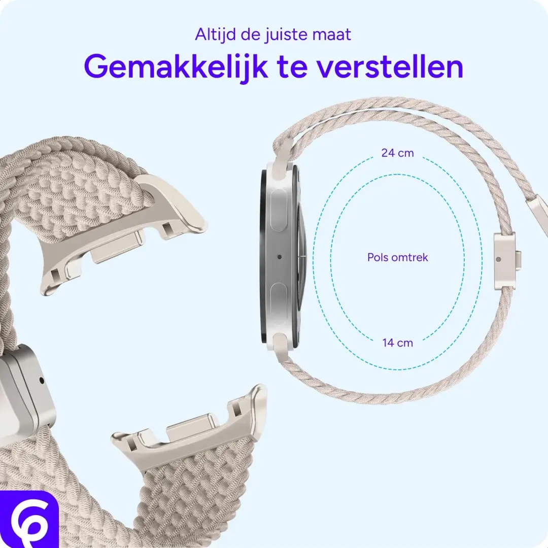 SBG Gevlochten Nylon Bandje Galaxy Watch 9/8 - Sterrenlicht - afbeelding 3 van 6