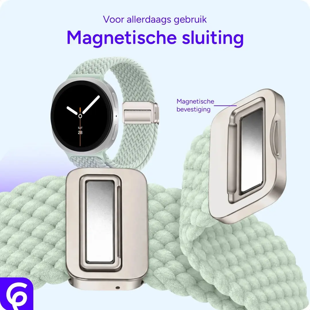 SBG Gevlochten Nylon Bandje Galaxy Watch 9/8 - Lichtgroen - afbeelding 4 van 6