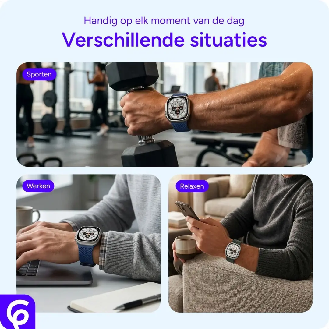 SBG Gevlochten Nylon Bandje Galaxy Watch Ultra - Blauw - afbeelding 2 van 6
