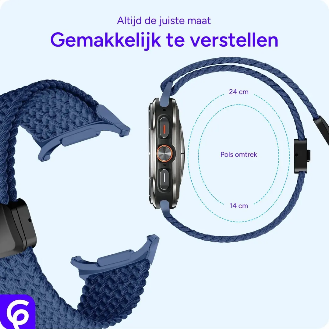 SBG Gevlochten Nylon Bandje Galaxy Watch Ultra - Blauw - afbeelding 4 van 6