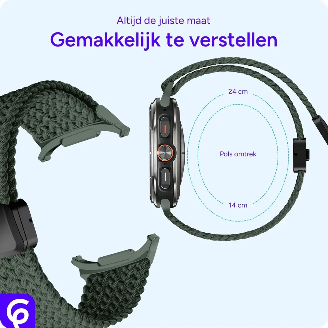 SBG Gevlochten Nylon Bandje Galaxy Watch Ultra/2 - Groen - afbeelding 2 van 6
