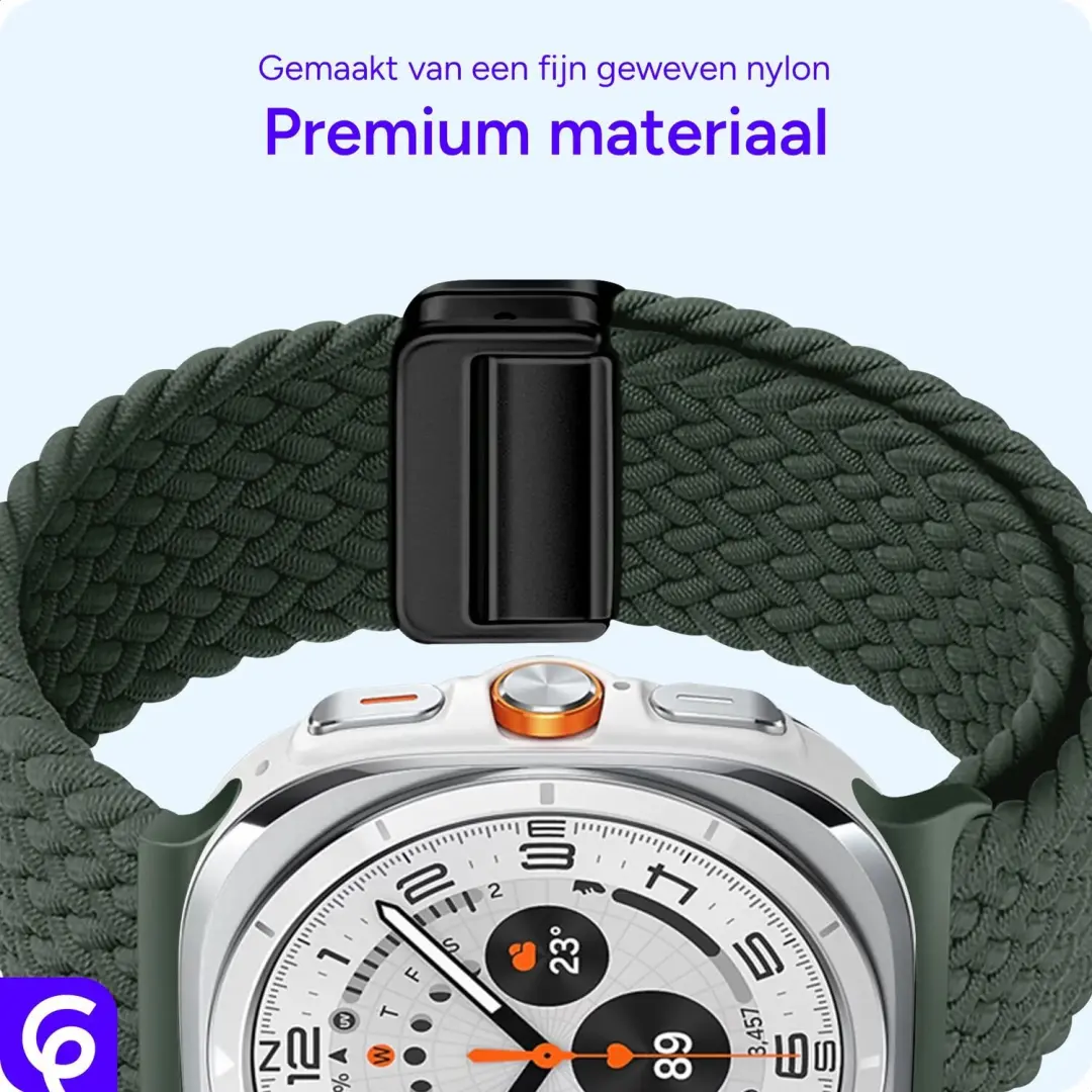SBG Gevlochten Nylon Bandje Galaxy Watch Ultra/2 - Groen - afbeelding 4 van 6