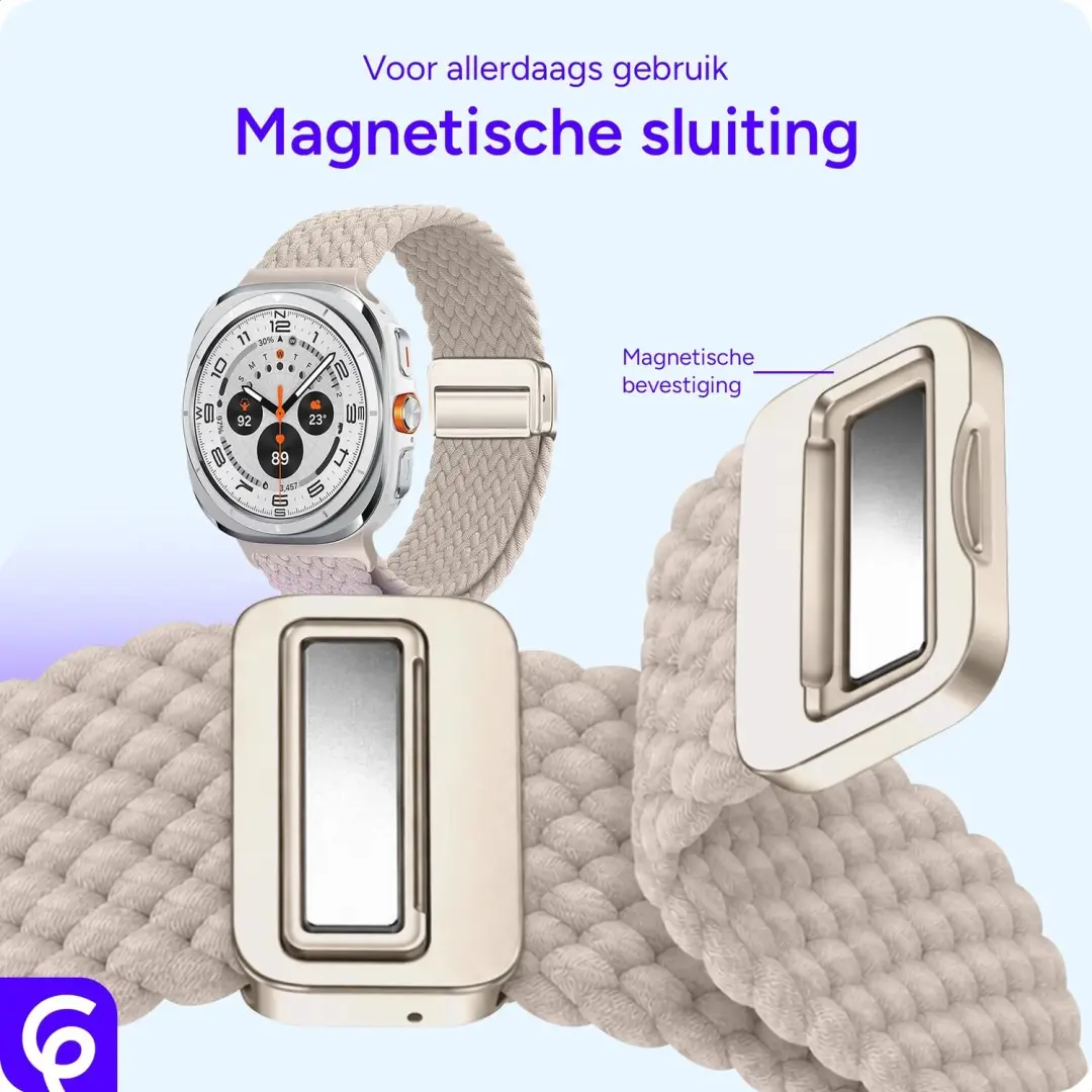 SBG Gevlochten Nylon Bandje Samsung Galaxy Watch Ultra / Ultra 2 - Sterrenlicht - afbeelding 4 van 6