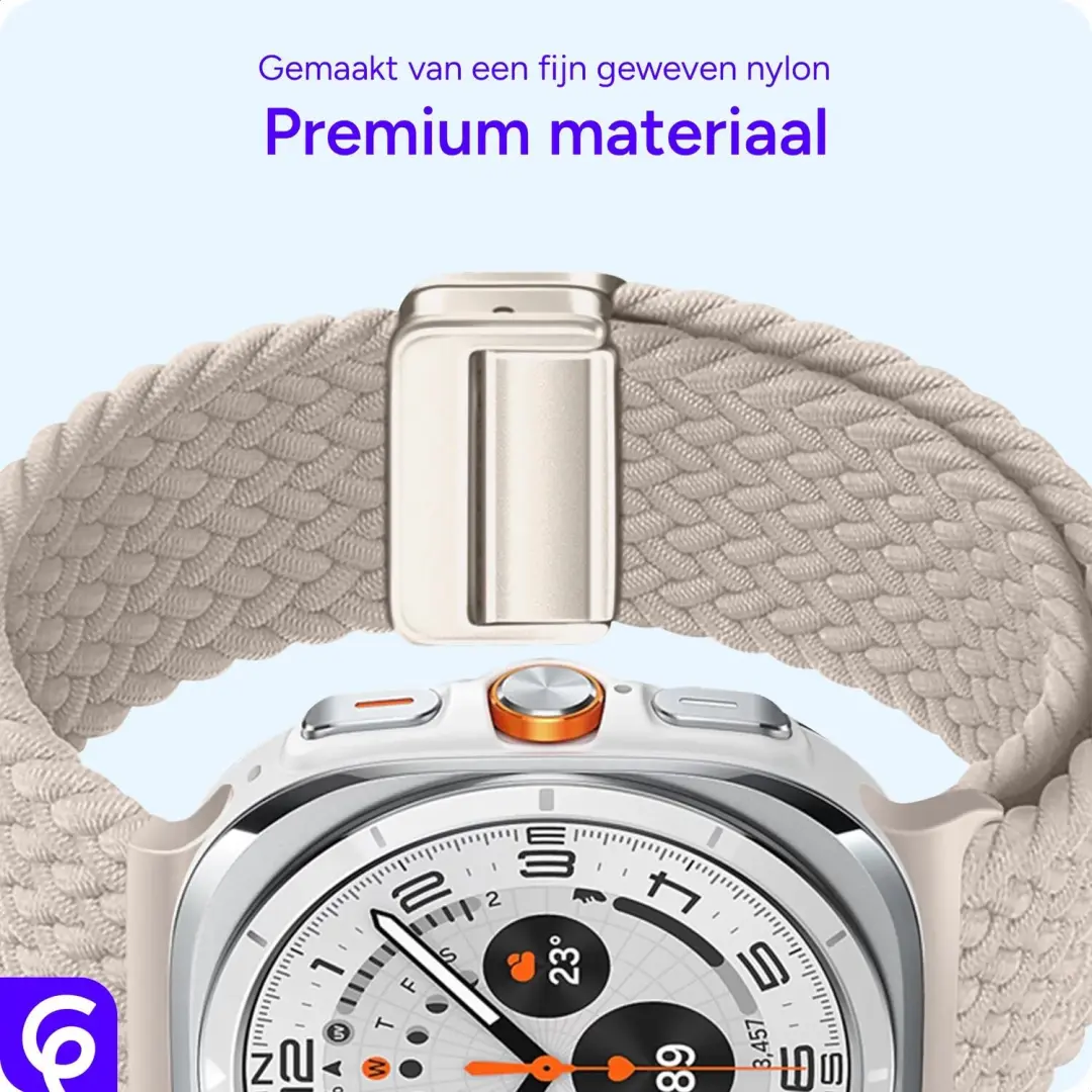 SBG Gevlochten Nylon Bandje Samsung Galaxy Watch Ultra / Ultra 2 - Sterrenlicht - afbeelding 6 van 6
