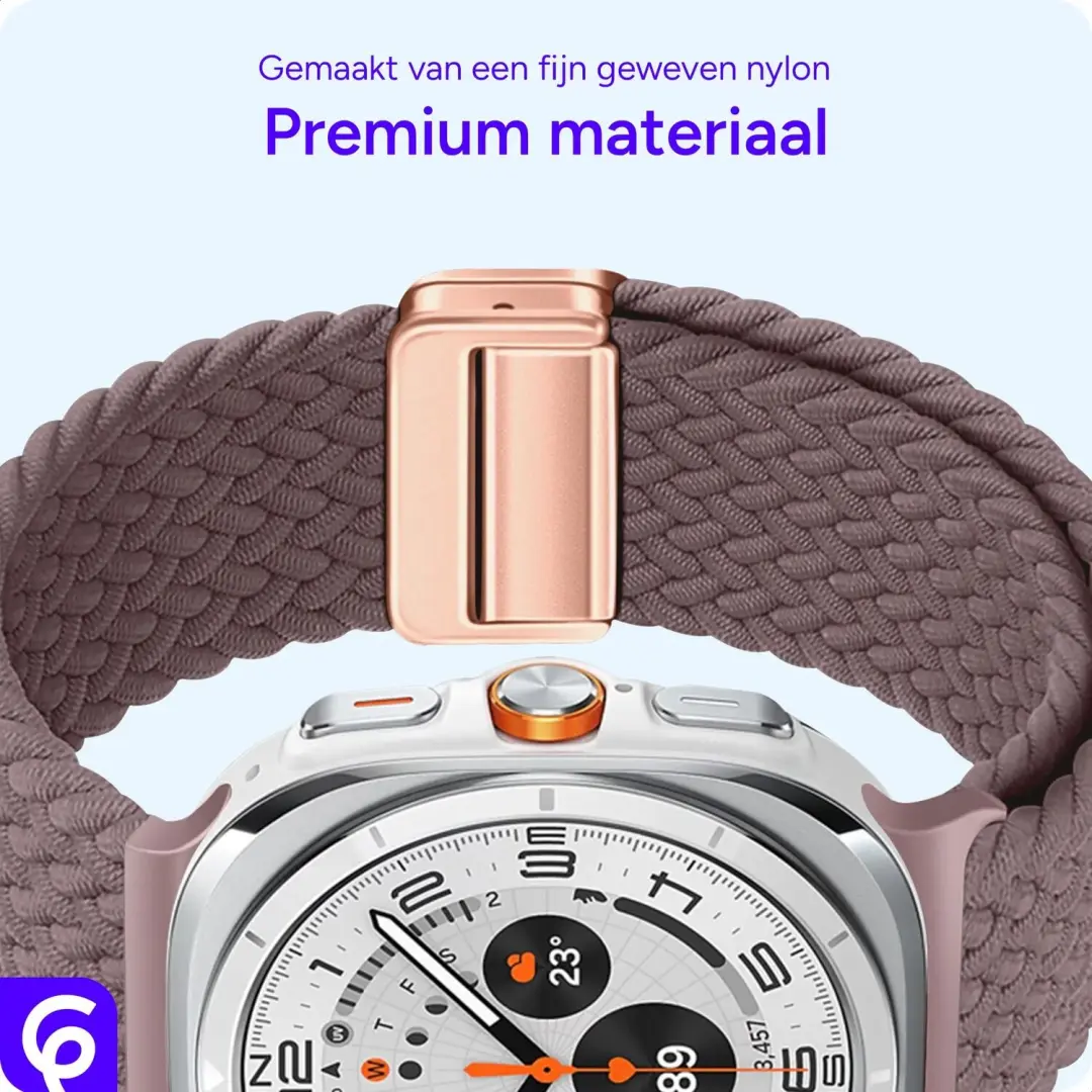SBG Gevlochten Nylon Bandje Samsung Galaxy Watch Ultra - Smokey Purple - afbeelding 4 van 6
