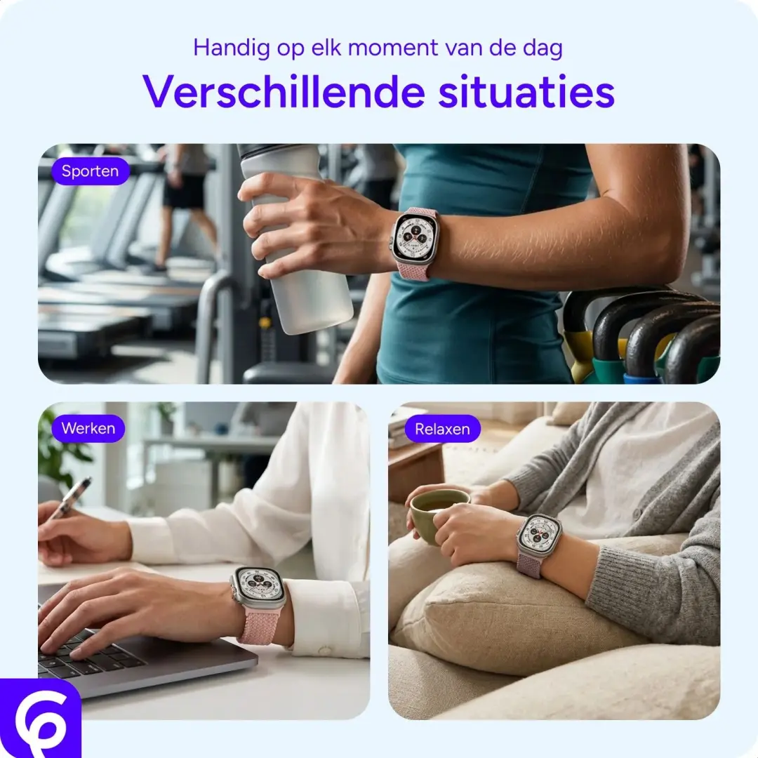 SBG Gevlochten Nylon Bandje Samsung Galaxy Watch Ultra - Smokey Purple - afbeelding 2 van 6