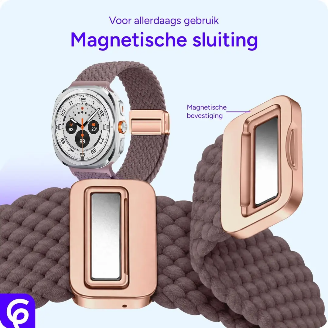 SBG Gevlochten Nylon Bandje Samsung Galaxy Watch Ultra - Smokey Purple - afbeelding 3 van 6