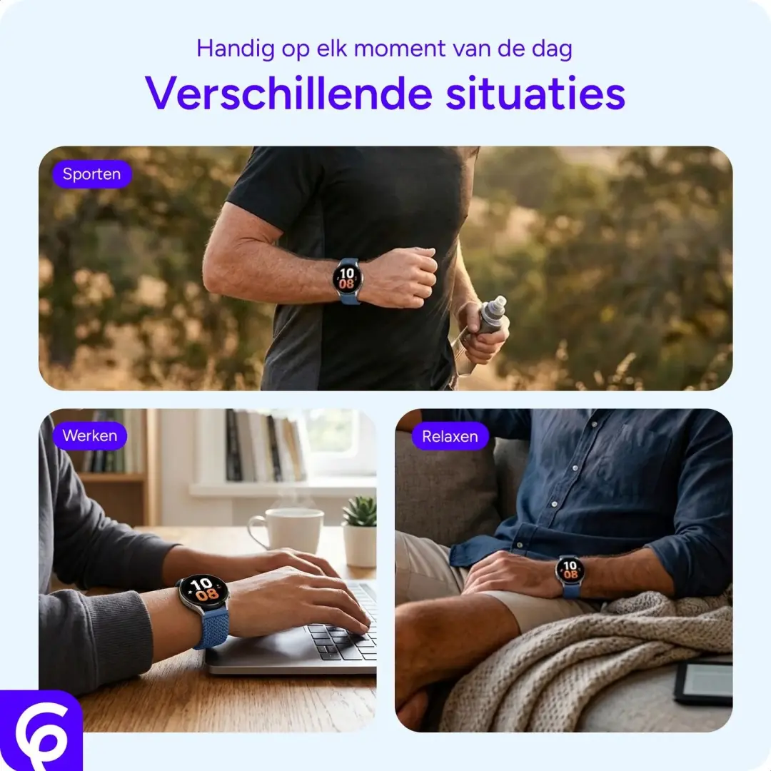SBG Smartwatch Bandje 20MM - Gevlochten Nylon - Groen - afbeelding 4 van 6
