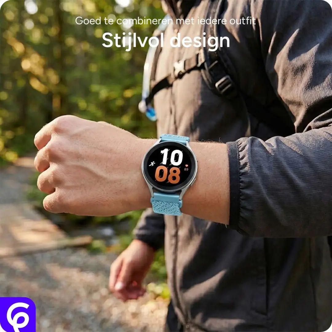 SBG Universeel Smartwatch Bandje - Gevlochten Nylon - 20MM - Sterrenlicht - afbeelding 2 van 6