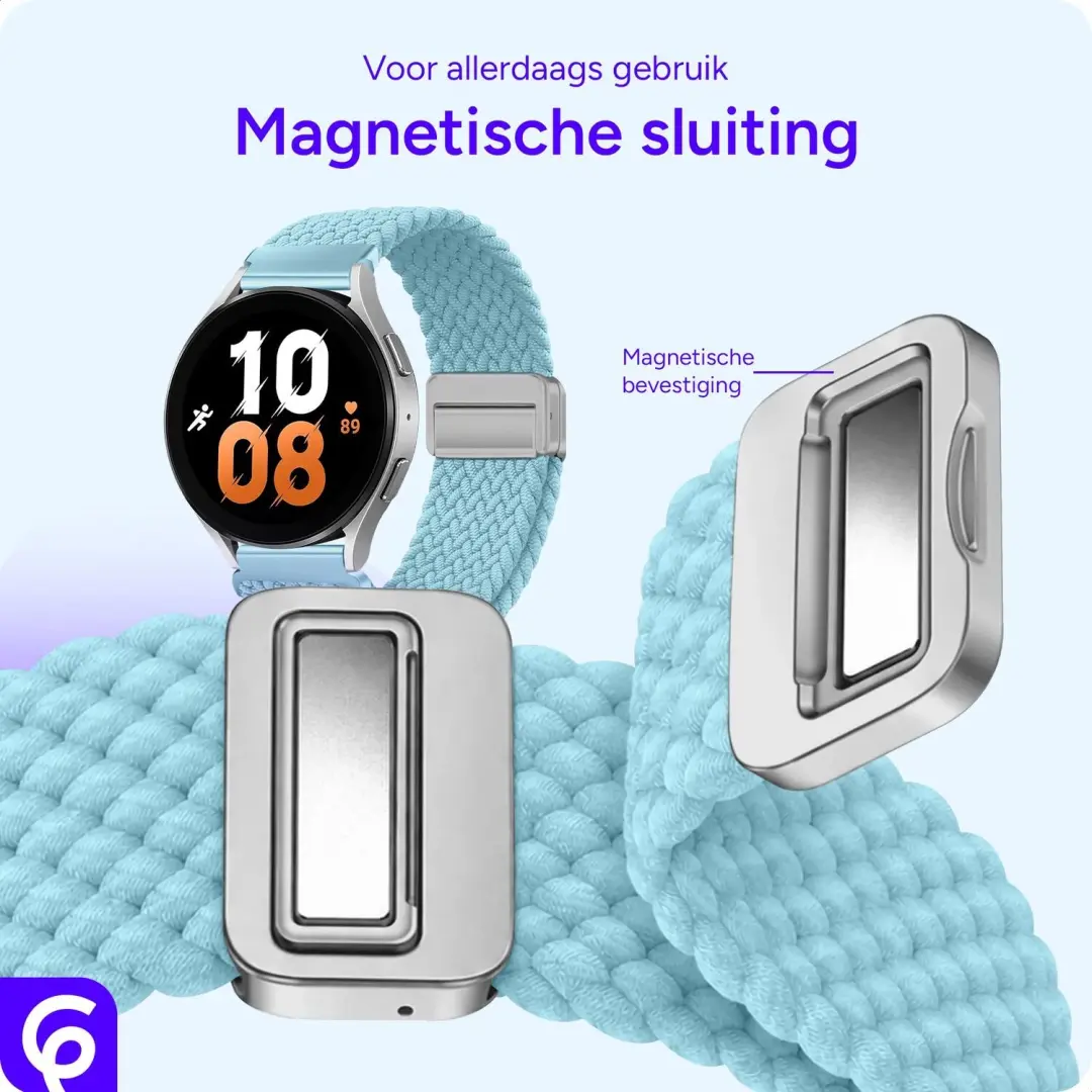 SBG Smartwatch Bandje 20mm - Gevlochten Nylon - Mint - afbeelding 4 van 6