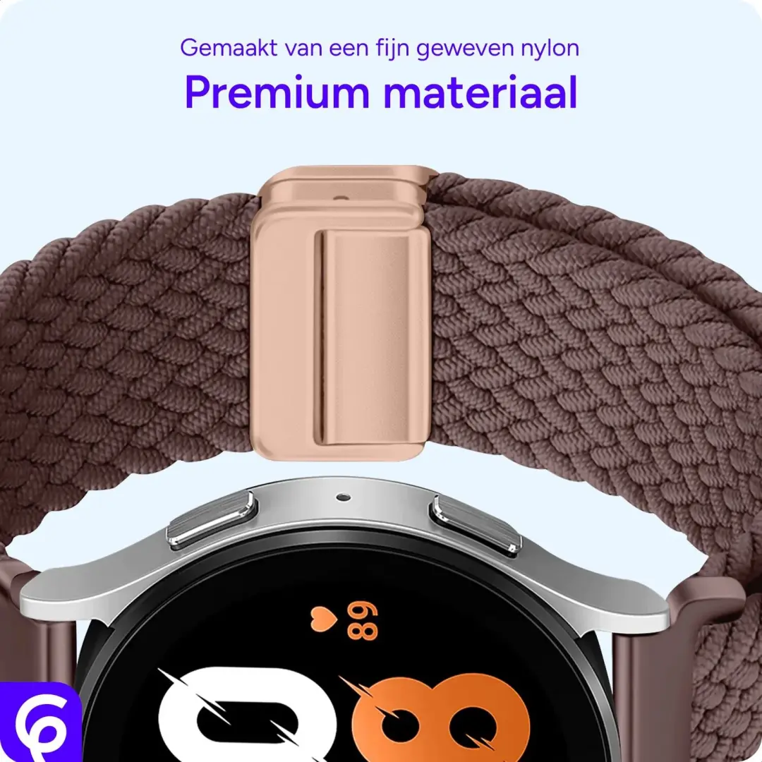 SBG Universeel Smartwatch Bandje 20MM - Gevlochten Nylon - Smokey Purple - afbeelding 4 van 6