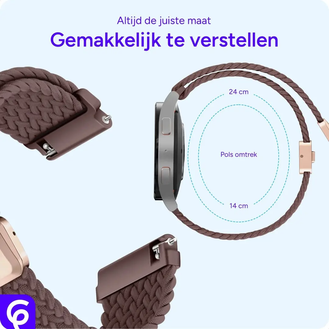 SBG Universeel Smartwatch Bandje 20MM - Gevlochten Nylon - Smokey Purple - afbeelding 2 van 6