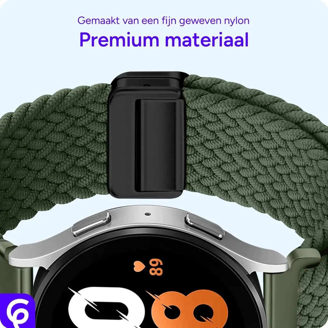 SBG Universeel 22MM Smartwatch Bandje - Gevlochten Nylon - Groen - afbeelding 5 van 6
