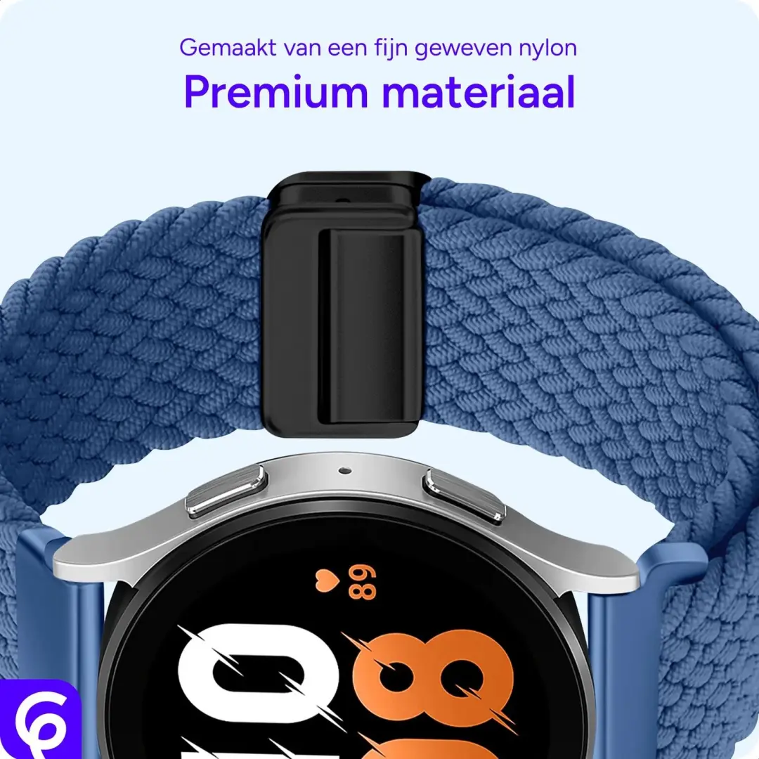 SBG Universeel Smartwatch Bandje - Gevlochten Nylon - 22MM - Blauw - afbeelding 4 van 6