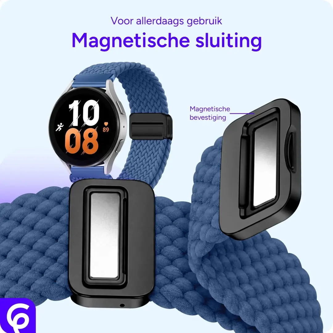 SBG Universeel Smartwatch Bandje - Gevlochten Nylon - 22MM - Blauw - afbeelding 2 van 6
