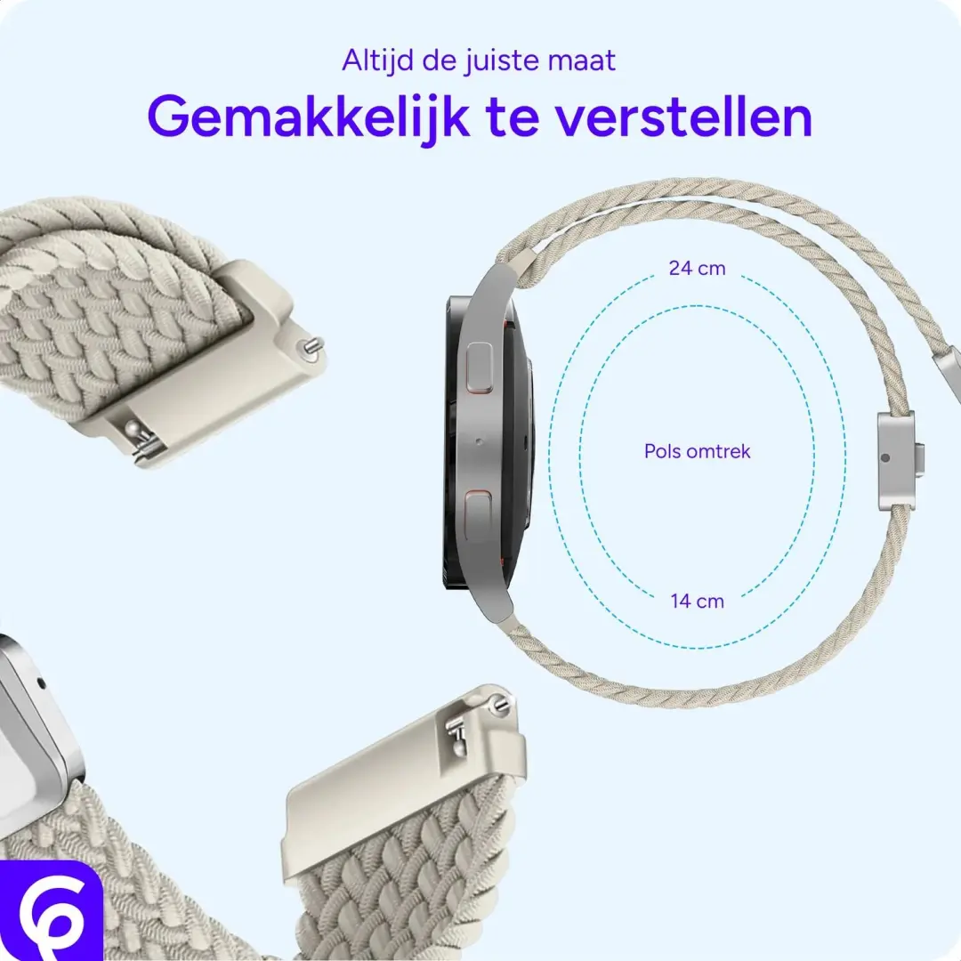 SBG Universeel Smartwatch Bandje - Gevlochten Nylon - 22MM - Sterrenlicht - afbeelding 4 van 6