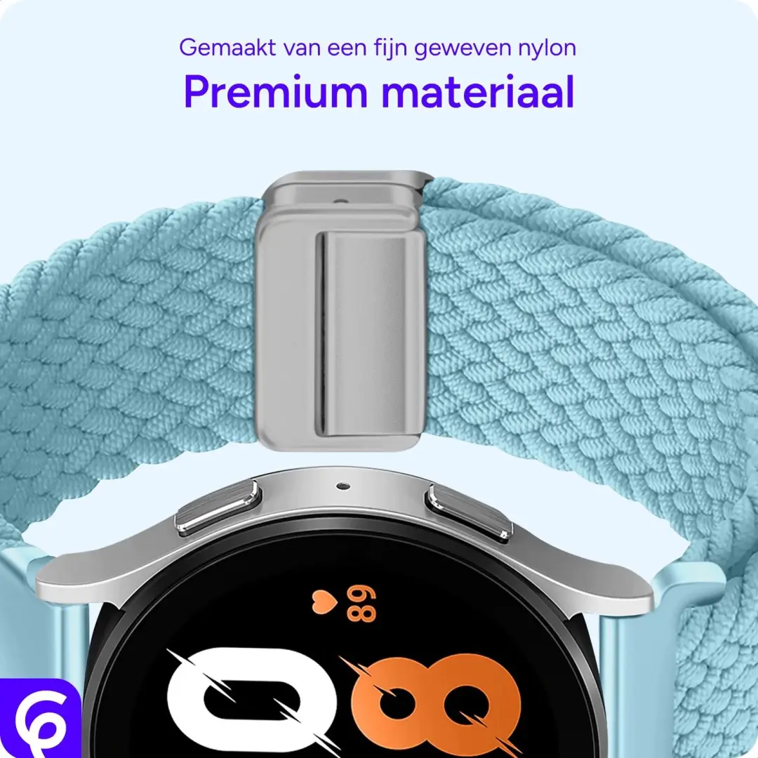 SBG Smartwatch Bandje 22MM - Gevlochten Nylon - Mint - afbeelding 4 van 6