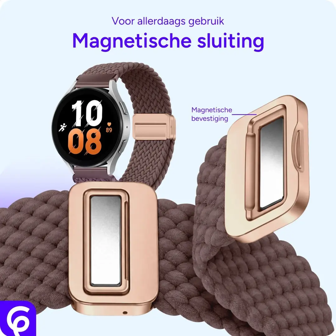 SBG Universeel Smartwatch Bandje 22MM - Gevlochten Nylon - Smokey Purple - afbeelding 2 van 6
