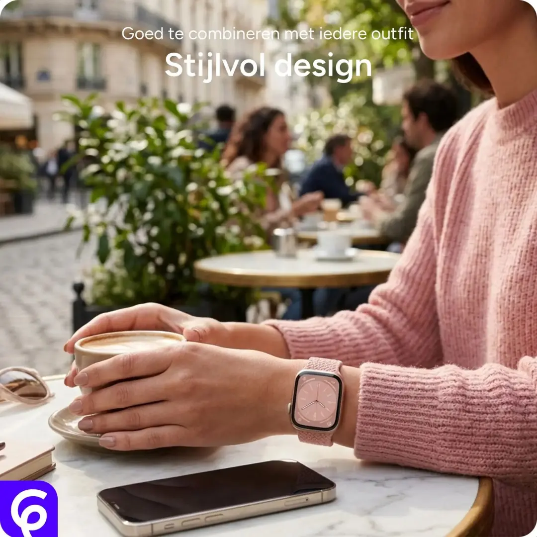 SBG Gevlochten Nylon Bandje Apple Watch - Sterrenlicht - afbeelding 3 van 6