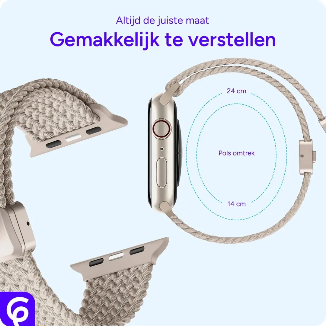 SBG Gevlochten Nylon Bandje Apple Watch - Sterrenlicht - afbeelding 5 van 6