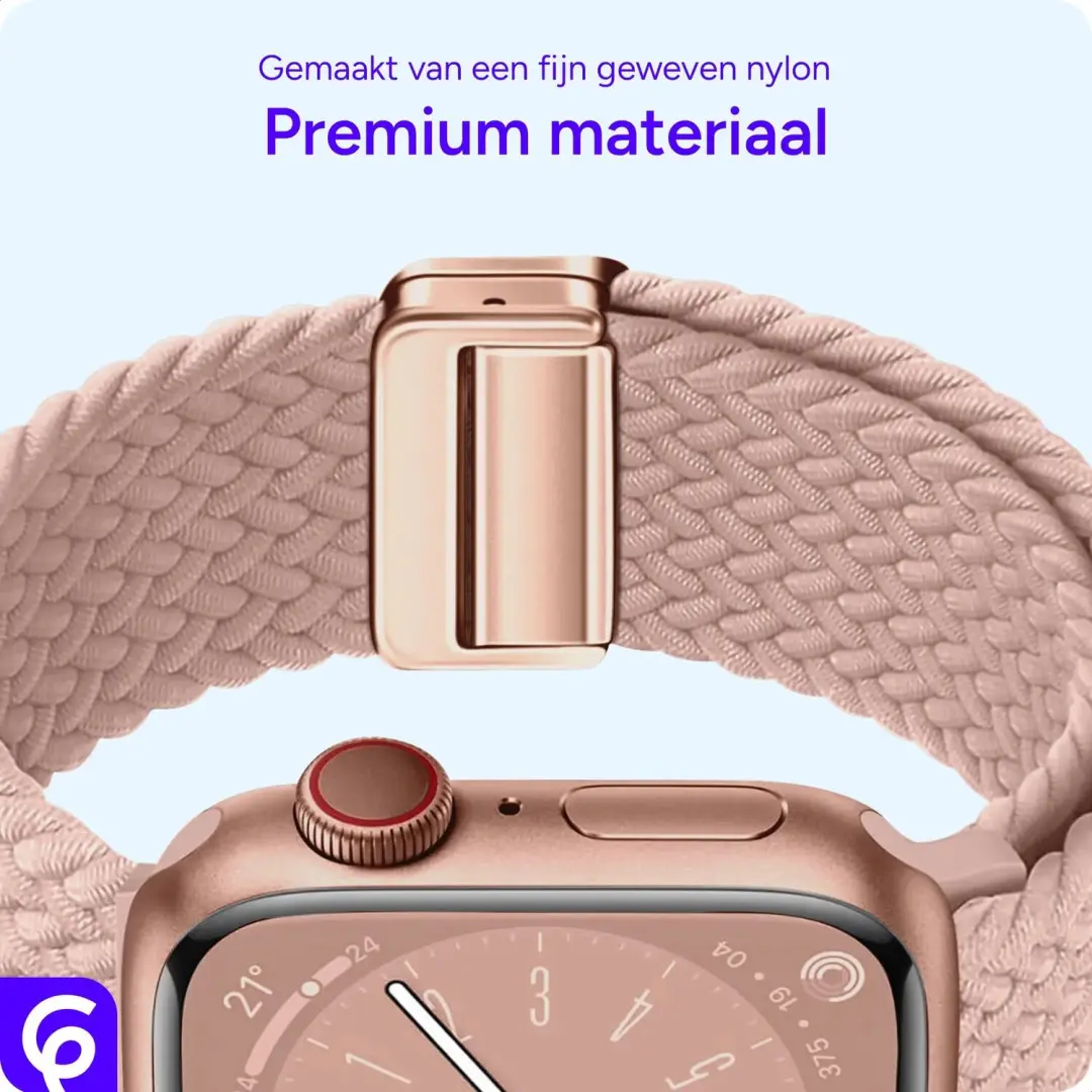 SBG Gevlochten Nylon Bandje Apple Watch - 42-49mm - Roze - afbeelding 5 van 6