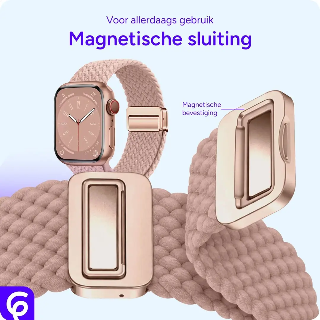 SBG Gevlochten Nylon Bandje Apple Watch - 42-49mm - Roze - afbeelding 2 van 6