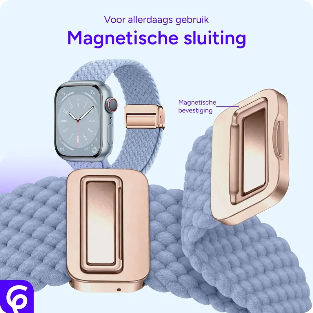 SBG Gevlochten Nylon Bandje Apple Watch - Lichtblauw - afbeelding 2 van 6