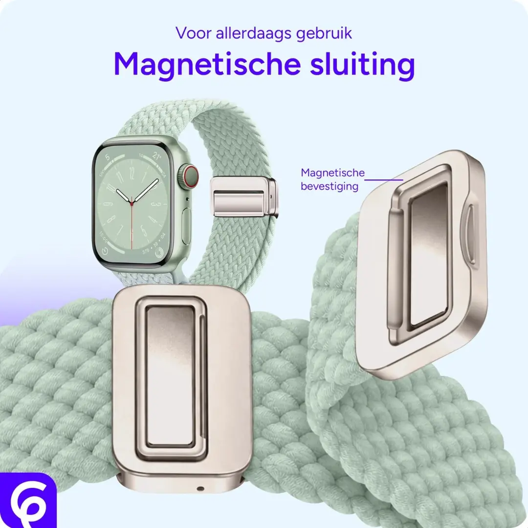 SBG Gevlochten Nylon Bandje Apple Watch - Lichtgroen - afbeelding 2 van 6