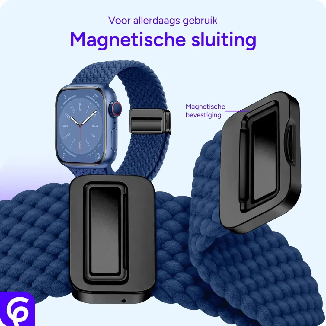 SBG Nylon Bandje Apple Watch 38/40/41/42mm - Donkerblauw - afbeelding 2 van 6