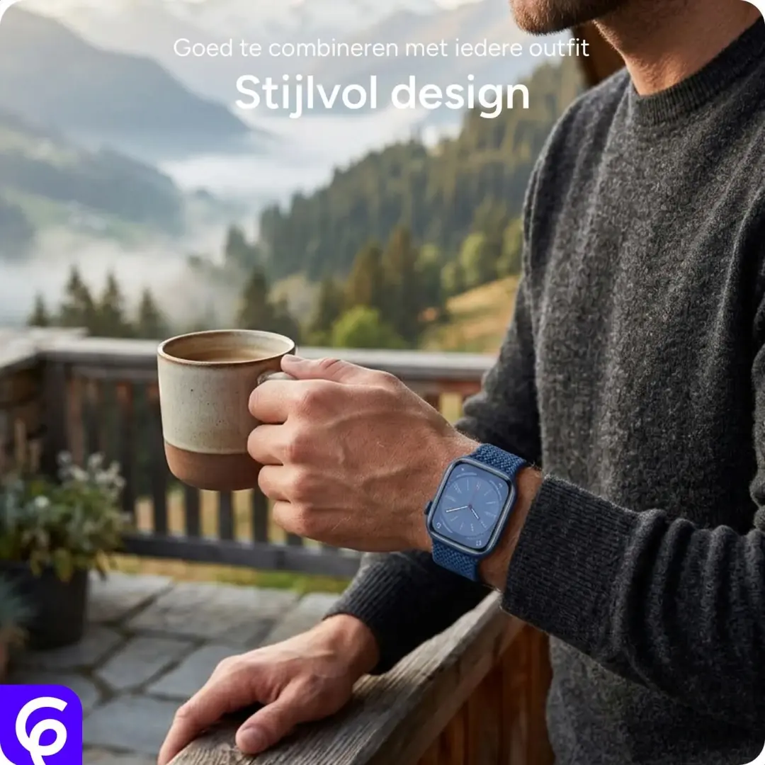 SBG Nylon Bandje Apple Watch 38/40/41/42mm - Donkerblauw - afbeelding 3 van 6