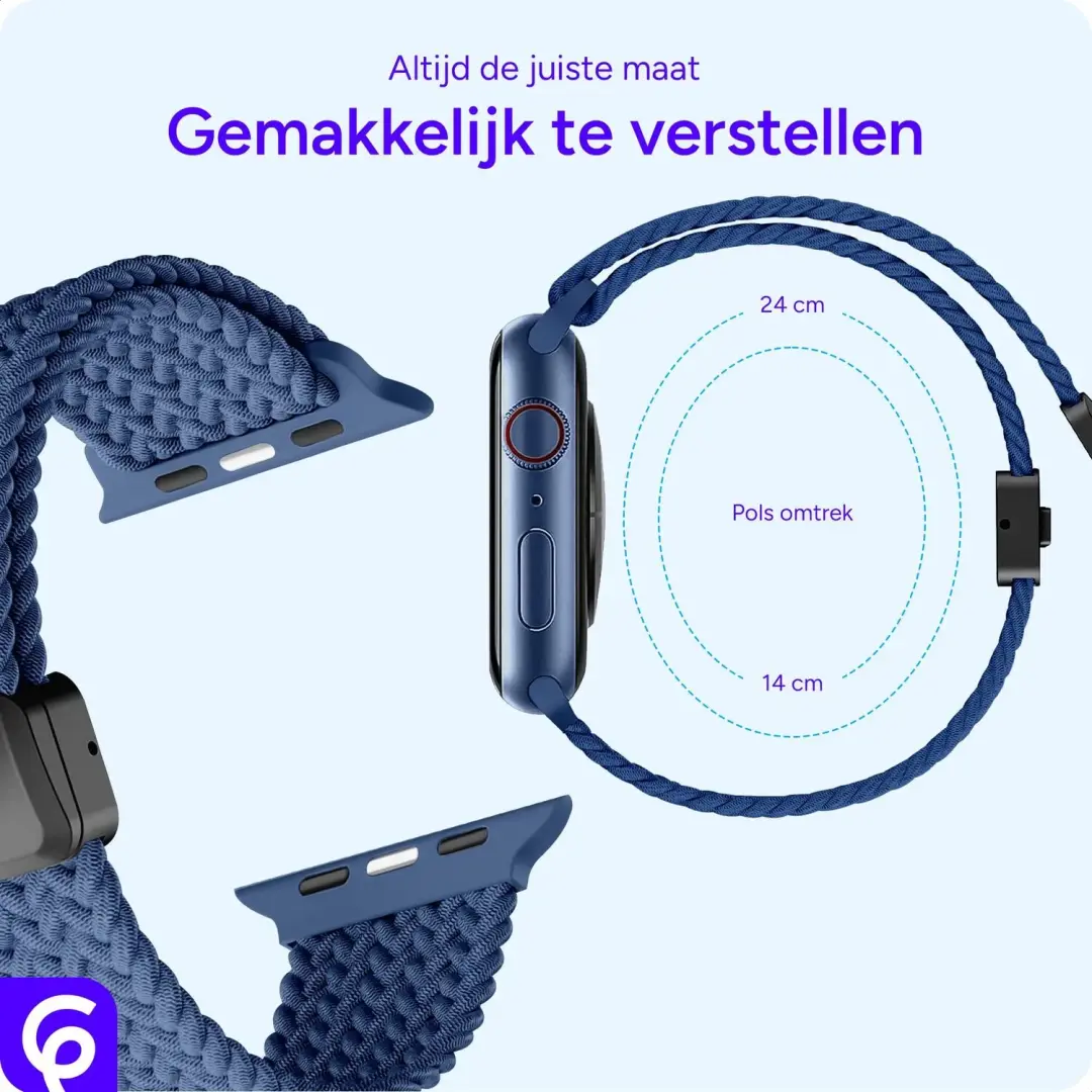 SBG Nylon Bandje Apple Watch 38/40/41/42mm - Donkerblauw - afbeelding 4 van 6
