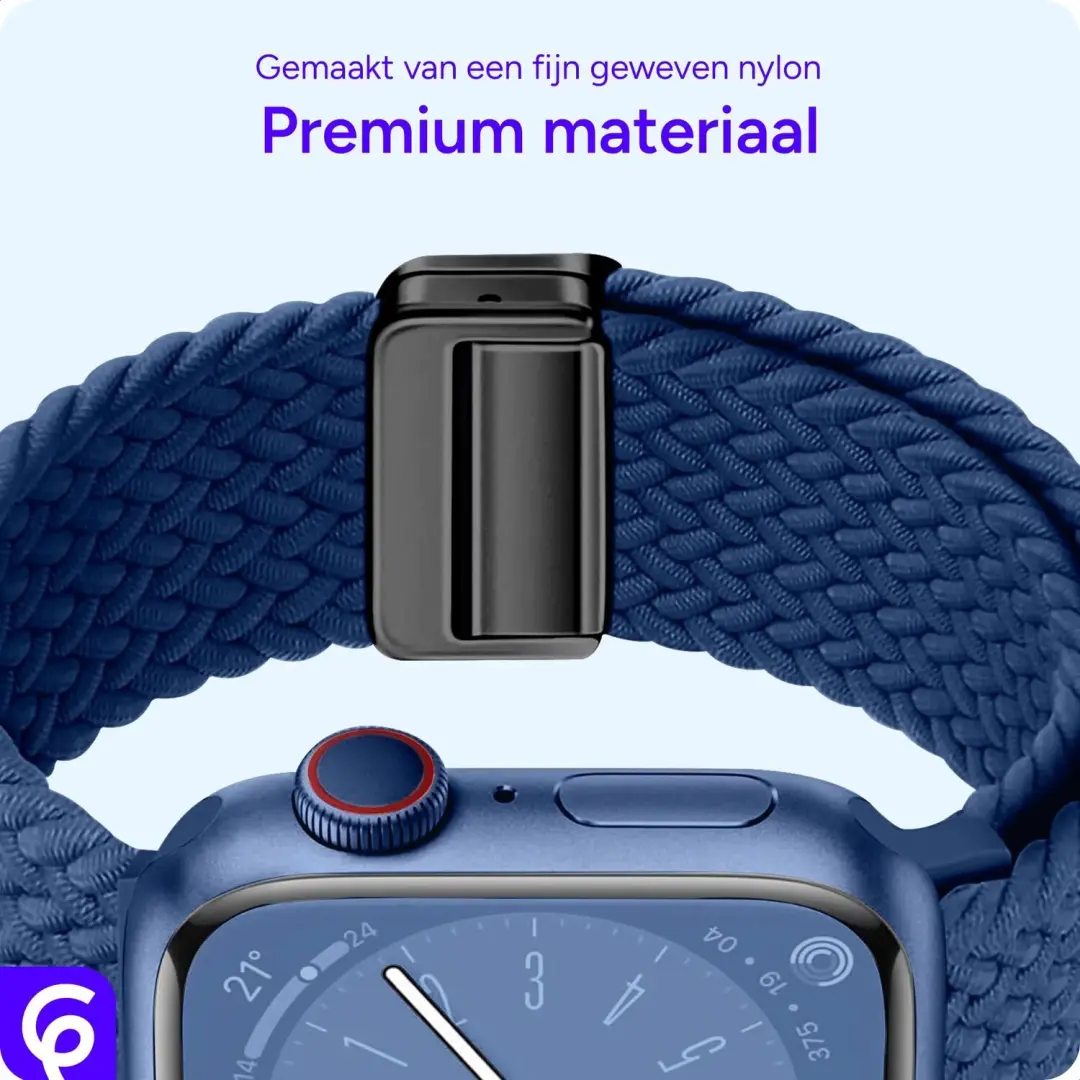 SBG Nylon Bandje Apple Watch 38/40/41/42mm - Donkerblauw - afbeelding 5 van 6