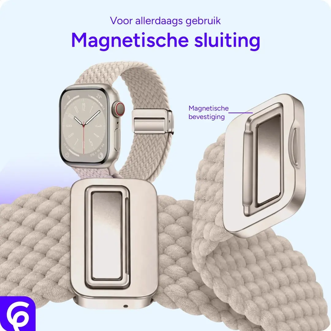 SBG Gevlochten Nylon Bandje Apple Watch - 38/40/41/42mm - Sterrenlicht - afbeelding 2 van 6