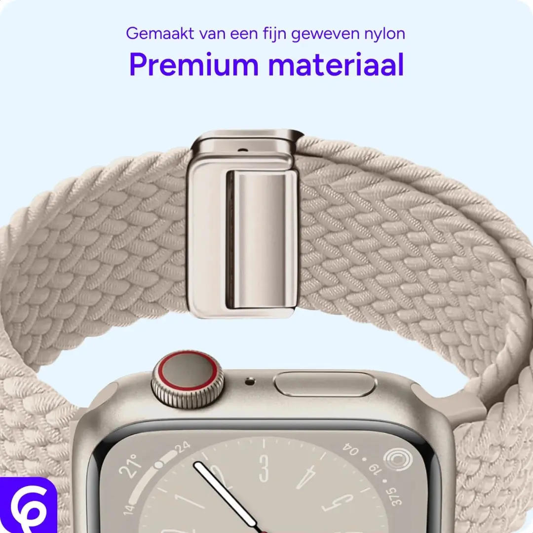 SBG Gevlochten Nylon Bandje Apple Watch - 38/40/41/42mm - Sterrenlicht - afbeelding 4 van 6