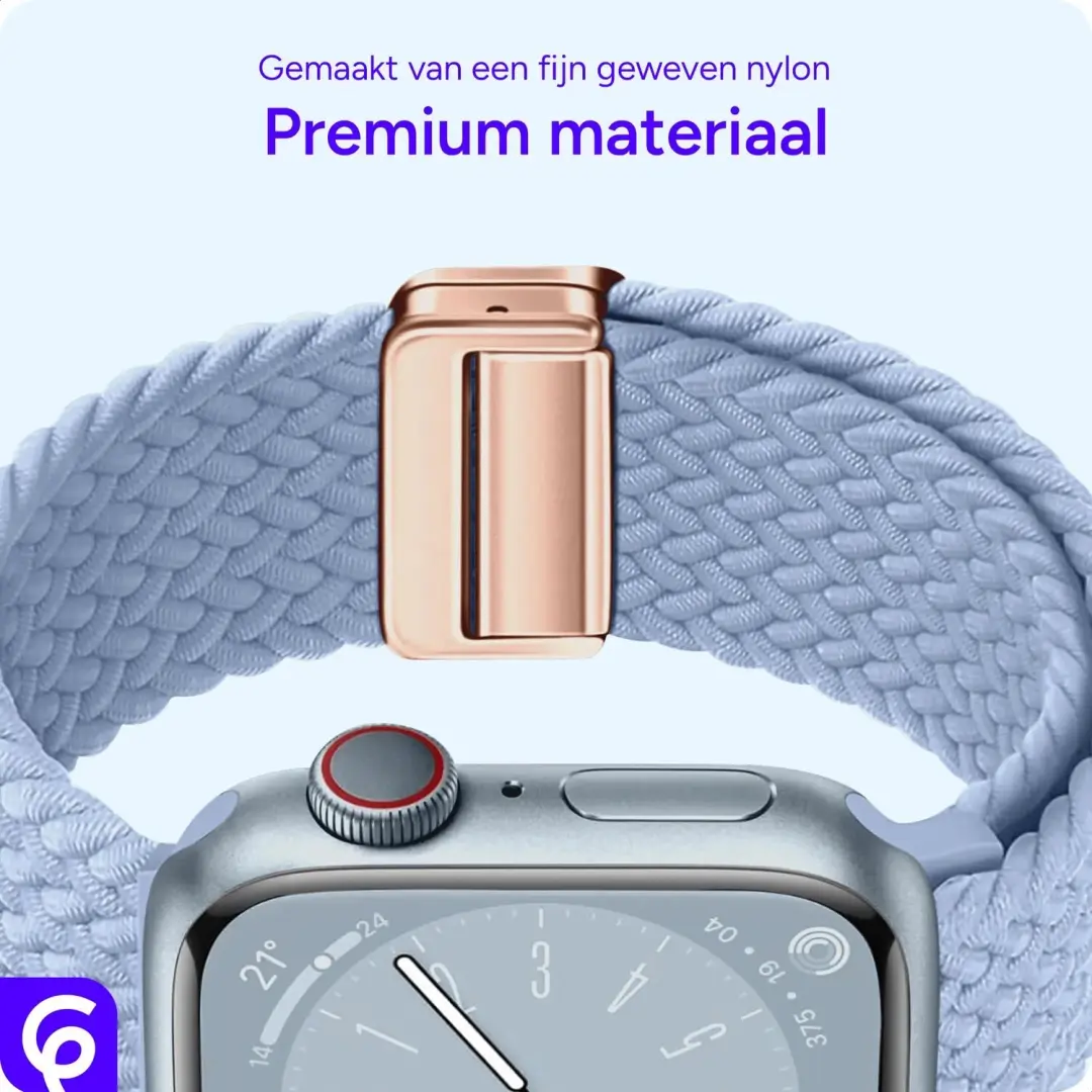 SBG Gevlochten Nylon Bandje Apple Watch - 38/40/41/42mm - Lichtblauw - afbeelding 5 van 6